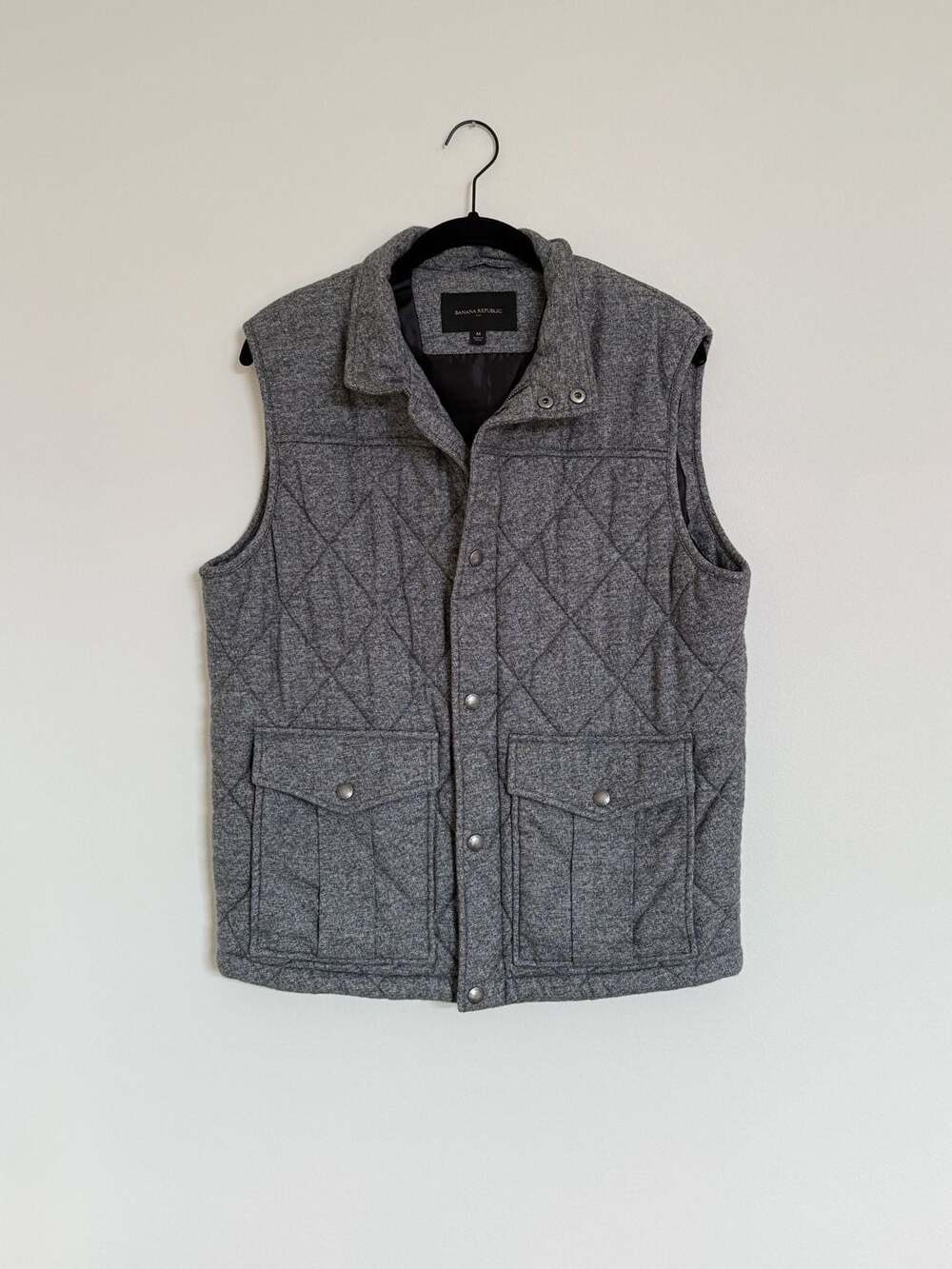 Banana Republic Puffer Quilted Vest, Grey, Size mens Medium